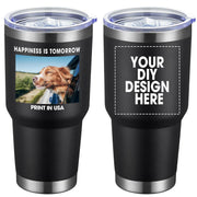 Personalized Custom Tumbler Print in USA 20oz Stainless Steel Coffee Cup with Lid & Straw Double Wall Insulated Tumbler with Colorful Text Logo Photo