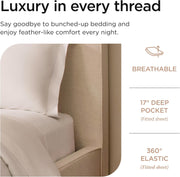 Threadmill American Supima King Size Sheets Set | 656 Thread Count 4 Piece Luxury Bed Sheets for King Size Mattress | 5 Star Hotel Quality Sheets with Elasticized Extra Deep Pocket | White Sheets