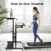 Hadulcet Stand Up/Adjustable Mobile Standing Laptop Desk - Rolling Computer Cart with Wheels & Charging Station, TV Tray, Small Drawing Desk