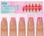 Misssix French Gel Nail Tips, 150Pcs French Tip Press on Nails Long Square Design, No Need to File Tips Pre-lasting, Fake Nails for Nail Art DIY 15 Sizes