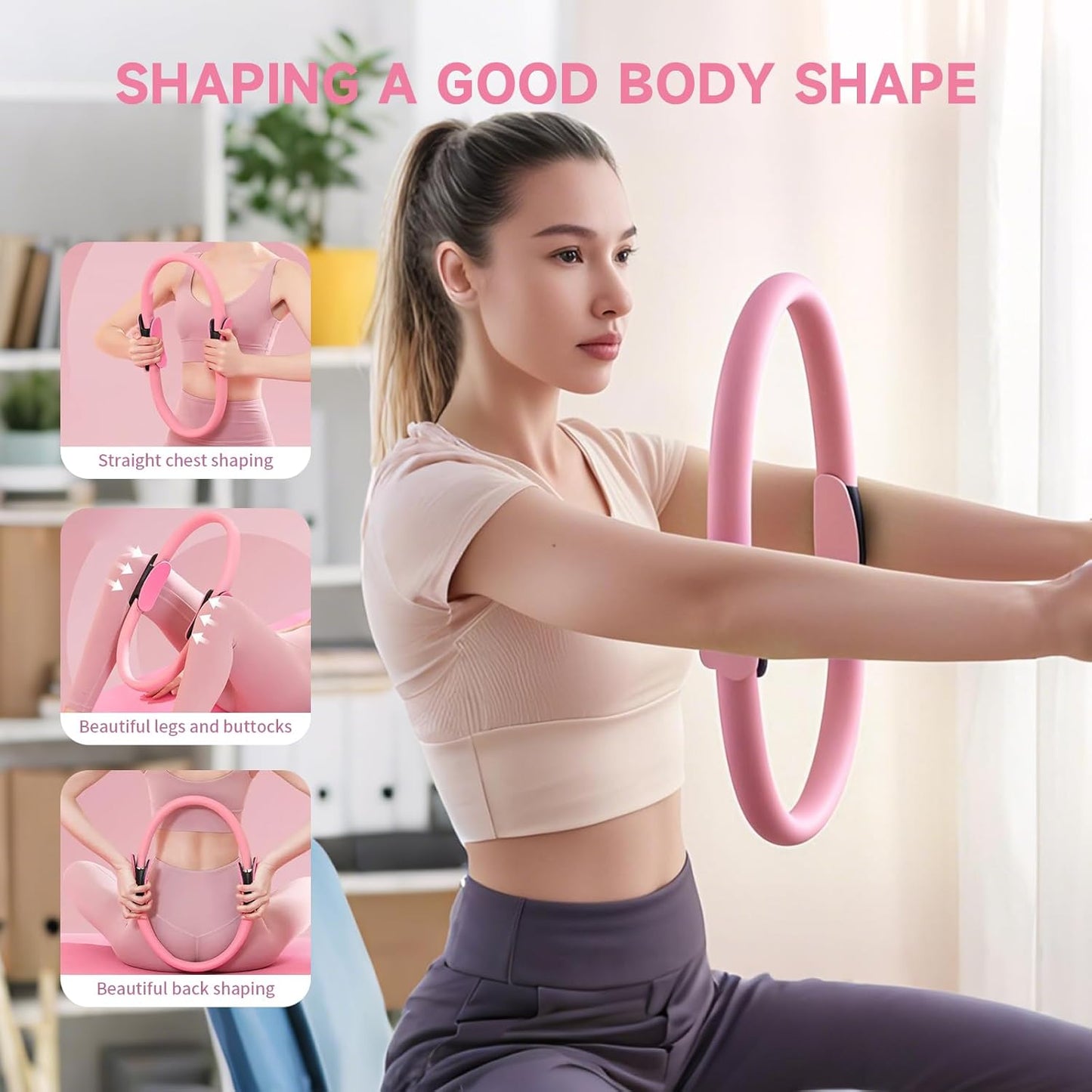 Pilates Essential Kit - Portable Fitness Equipment - with Toning Pilates Ring & Long Resistance Bands & Loop Bands & Soft Ball & Grip Socks