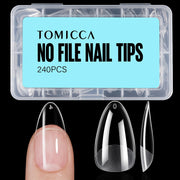 TOMICCA Medium Almond Nail Tips, 504Pcs Acrylic, 12 Sizes Half Matte Soft Gel, Nail Extension for Beginner and Professional