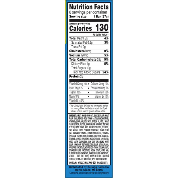 Nutri Grain Kellogg's, Soft Baked Breakfast Bars, Mixed Berry, 10.4oz , 8 Count (Pack of 6)
