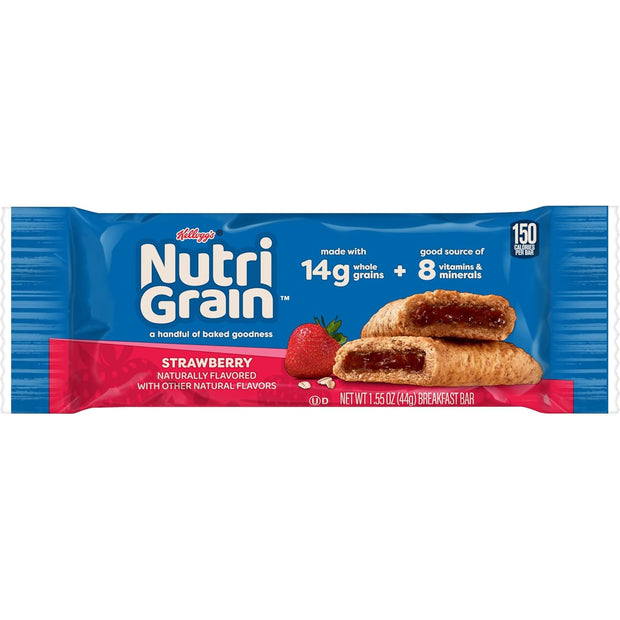 Nutri-Grain Breakfast Bars, Made with 14g Whole Grains, Snack Bars, Strawberry, 24.8oz Box (96 Count)
