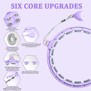 Smart Silent Weighted Hula Circle for Adults - Adjustable 30-50 Inch Exercise Hoop for Women's Weight Loss & Workout - Detachable Fitness Ring with Massage Balls, Belly Fat Burner Equipment