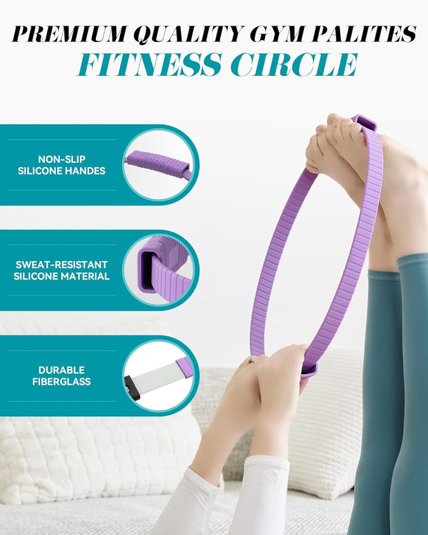 Pilates Ring, 13.5'' Silicone Magic Pilates Ring Fitness Circle, Lightweight & Durable Flexible Resistance Exercise Equipment for Toning Arms, Thighs/Legs, Core, Yoga & Physical Therapy