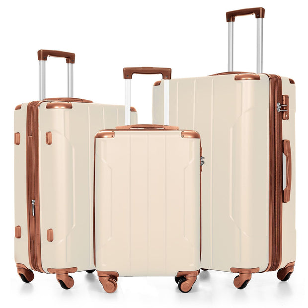 Merax Luggage Sets 3-Piece Hardshell with Spinner Wheels Lightweight Suitcase with Corner Guards (Green, 20/24/28)