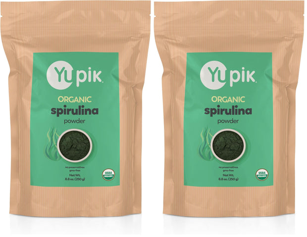 Yupik Organic Spirulina Powder 8.8 oz, USDA Certified, Non-GMO, Kosher, Gluten-Free, Vegan, High in Protein, Iron & Antioxidants, Superfood for Smoothies, Shakes & Baking
