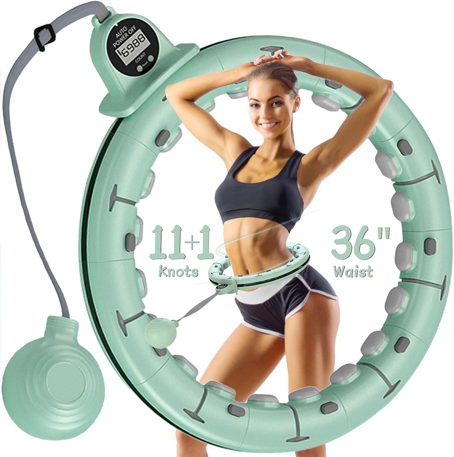 30/12 Knots, Magnetic Lock Weighted Hula Hoop for Adults Weight Loss, Infinity Hoop Plus Size, Children Adults Home Outdoors, Fitness Exercise, Abdominal Toner