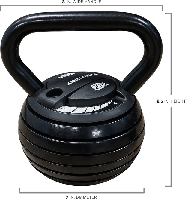 Tru Grit Fitness - Adjustable Kettlebell Weight Set - 20LB - Home Gym or Office Strength Training Equipment