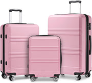 Kono 3 Piece Luggage Sets Expandable(only 28") Lightweight with Spinner Wheels TSA Lock Hardside Travel Rolling Suitcases 20in 24in 28in Carry on Pink