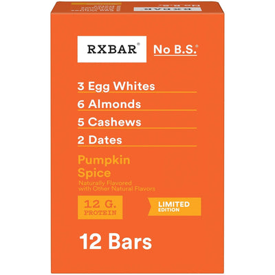 RXBAR Protein Bars, Protein Snack, Snack Bars, Pumpkin Spice, 22oz Box (12 Count)
