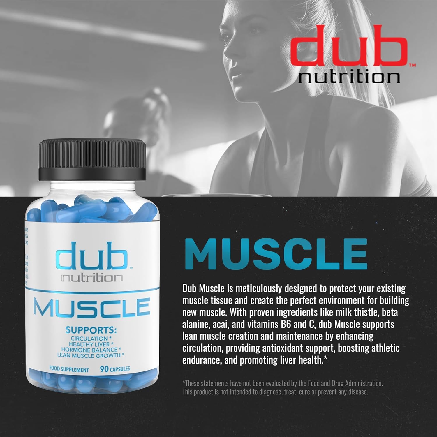 Muscle Supplement - Milk Thistle, Beta Alanine, Acai, Vitamins B6 and C - Supports Recovery, Strength and Wellness - 90 Capsules