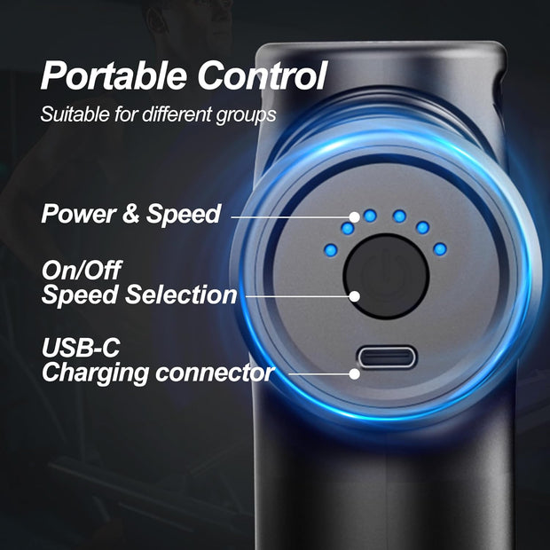 Massage Gun Deep Tissue, Silent Brushless Motor and Portable Massage Gun with 4 Interchangeable Heads for Deep Muscle Relief and Relaxation, Relax Gift