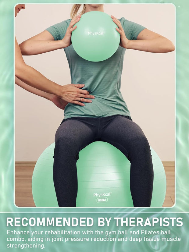 Yoga Ball for Exercise, Pilates Set, 4 Sizes Fitness Ball for Workout, Birthing, Pregnancy, Physical Therapy- Pump Included