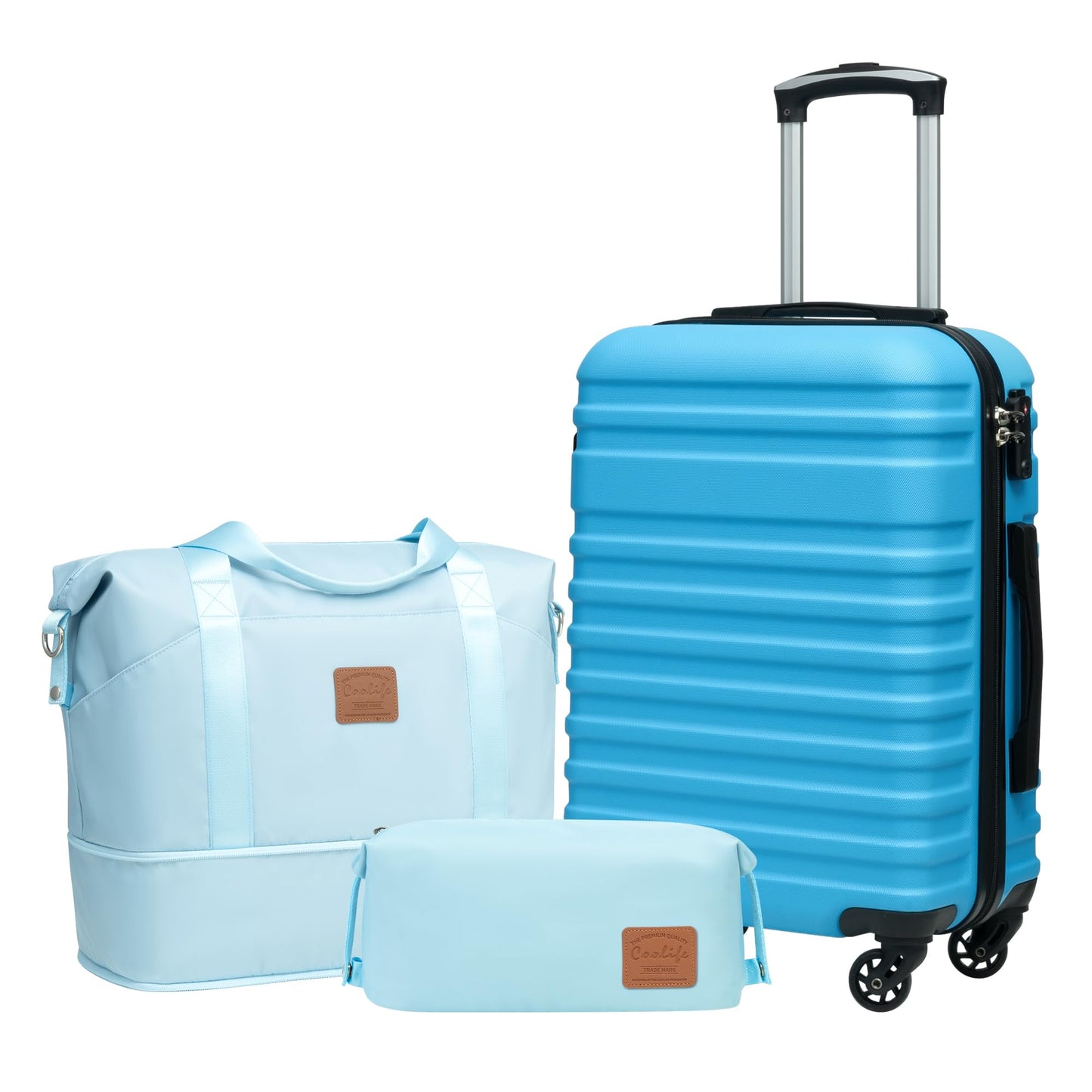Coolife Suitcase Set 3 Piece Luggage Set Carry On Hardside Luggage with TSA Lock Spinner Wheels (Navy, 5 piece set)