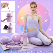 Poen 7 Pcs Pilates Essentials Kit for Women Home Workout Pilates Equipment Ring and Ball Set with 11.81 Inch Circle 9.84 Inch Yoga Ball Resistance Bands Cup Bag Socks for Beginners