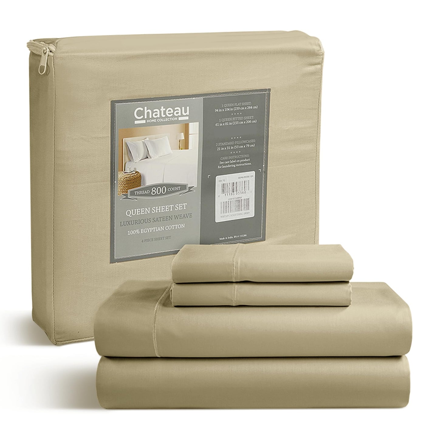 100% Egyptian Cotton Sheets King Size Sheets Set with Fully Elasticated Fitted Sheet & Pillowcase sets, 800 TC Hotel Collection Deep Pocket King Sheet Set, No Pill Soft Breathable Luxury White Bedding