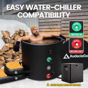 XXL Ice Bath Tub for Athletes, Compatible with Water Chillers, 216-Gallon Inflatable Cold Plunge Tub with Insulated Lid, Thermometer, Water-Absorbent Mat, Portable for Outdoor & Indoor Recovery
