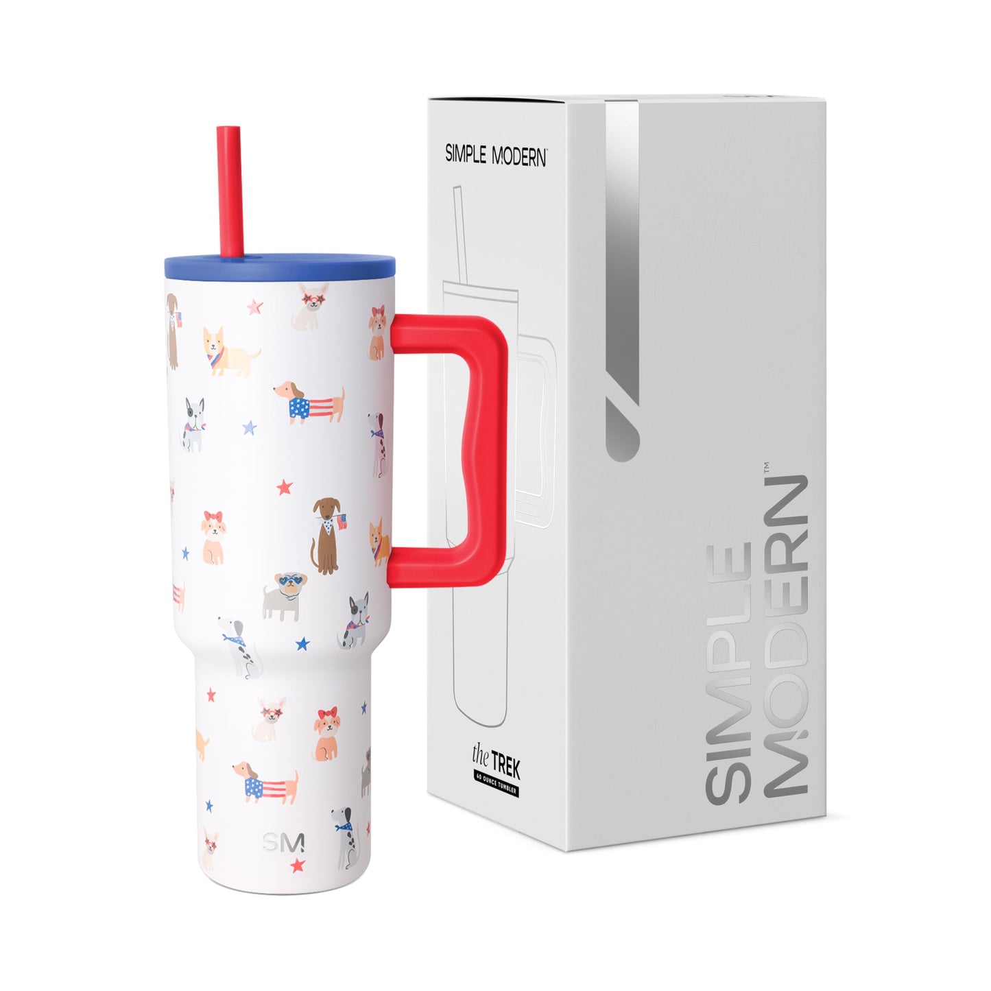 Simple Modern 40 oz Trek Tumbler with Handle and Straw Lid | Cup Holder Friendly Insulated Stainless Steel Travel Mug | Blue Dune