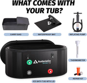 XXL Ice Bath Tub for Athletes, Compatible with Water Chillers, 216-Gallon Inflatable Cold Plunge Tub with Insulated Lid, Thermometer, Water-Absorbent Mat, Portable for Outdoor & Indoor Recovery