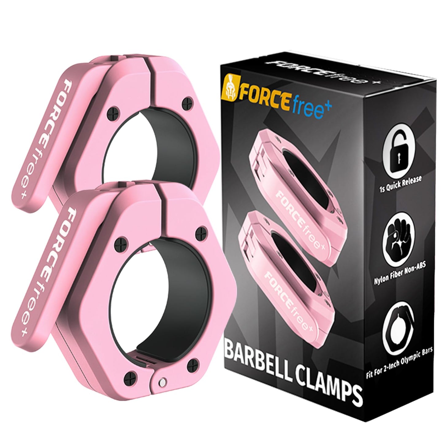 Barbell Clips (Pair), Barbell Clamps, Quick Release Olympic Barbell Clamps with Anti Slip TPR Grip, Barbell Collars for Secure Weightlifting & Powerlifting (Black) (NO MAG, Black)