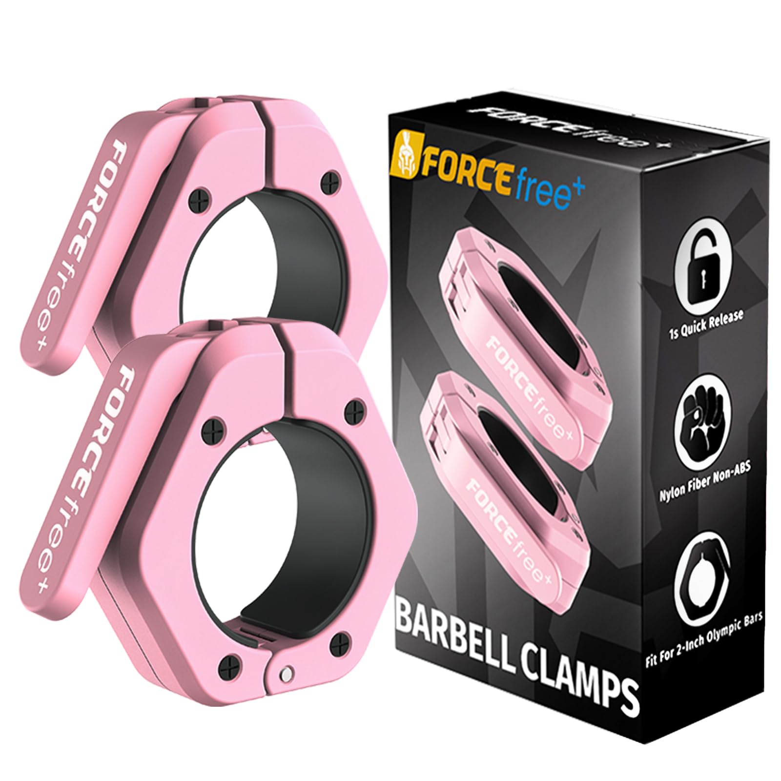 Barbell Clips (Pair), Barbell Clamps, Quick Release Olympic Barbell Clamps with Anti Slip TPR Grip, Barbell Collars for Secure Weightlifting & Powerlifting (Black) (NO MAG, Black)