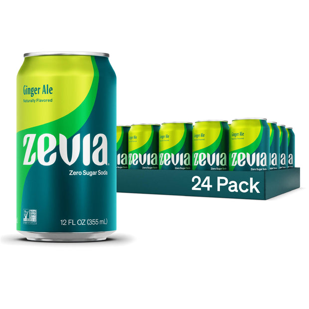 Zevia Zero Sugar Soda, Cream Soda, 12 oz Cans (24-Pack) – Naturally Sweetened, Non-GMO Project Verified, Gluten-Free, Vegan