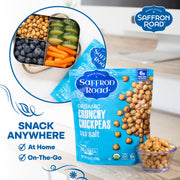 Saffron Road Roasted and Crunchy Sea Salt and Cracked Pepper Chickpeas | High Protein Snacks | Gluten-free, Vegan, Non-GMO, and Certified Halal and Kosher | 5.4oz Pouch | Pack of 6