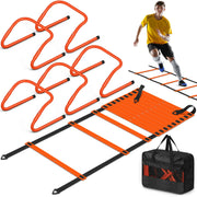 Speed and Agility Training Equipment: 5 Adjustable Agility Hurdles. 20ft Agility Ladder, Soccer Training Equipment Set for Kids Youth Adults