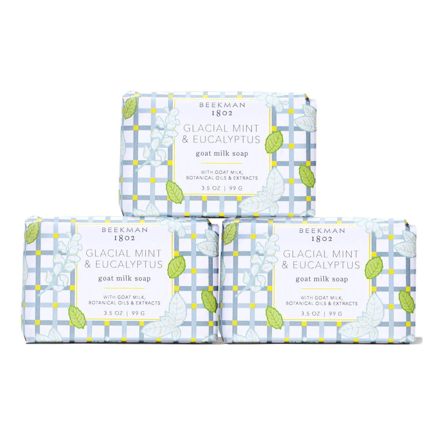 Beekman 1802 Goat Milk Body Soap Bar 3-Piece Set, Sunshine Lemon - Scented - 3.5 oz - Nourishes, Moisturizes & Hydrates - 100% Vegetable Soap with Lactic Acid - Good for Sensitive Skin - Cruelty Free