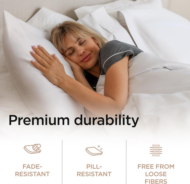 Threadmill American Supima King Size Sheets Set | 656 Thread Count 4 Piece Luxury Bed Sheets for King Size Mattress | 5 Star Hotel Quality Sheets with Elasticized Extra Deep Pocket | White Sheets