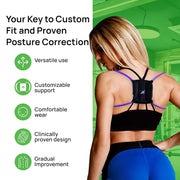 PRIMEKINETIX PostureMedic Dynamic Posture Brace for Neck and Back Support -For Enhanced Shoulder Alignment, Posture Improvement & Stretching- M(Blue)