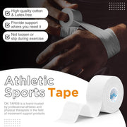 OK TAPE 4 Rolls Athletic Tape, Sports Tape for Injuries, Rigid, Easy Tear Medical Tape, Wrist Tape, No Sticky Residue | Secure Ankle, Finger, Knee- 1.5inch x 15yards (Purple)