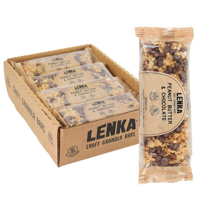 Lenka Bars - Peanut Butter & Chocolate Snack Bars, Gluten Free, High Fiber, Kosher, Wholesome, No Artificial Flavors, Individually Wrapped - 12 Pack