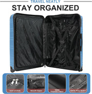 Luggage Sets 4 Piece, ABS PC Lightweight Suitcases with Wheels, Hardshell Luggage Sets Carry on Luggage with TSA Lock Blue (12in 20in 24in 28in)