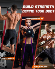 Resistance Bands Set - Pull Up Bands for Men Women, Exercise Bands Resistance with Door Anchor, Training Poster & Pouch for Body Stretching, Pull Up Assist