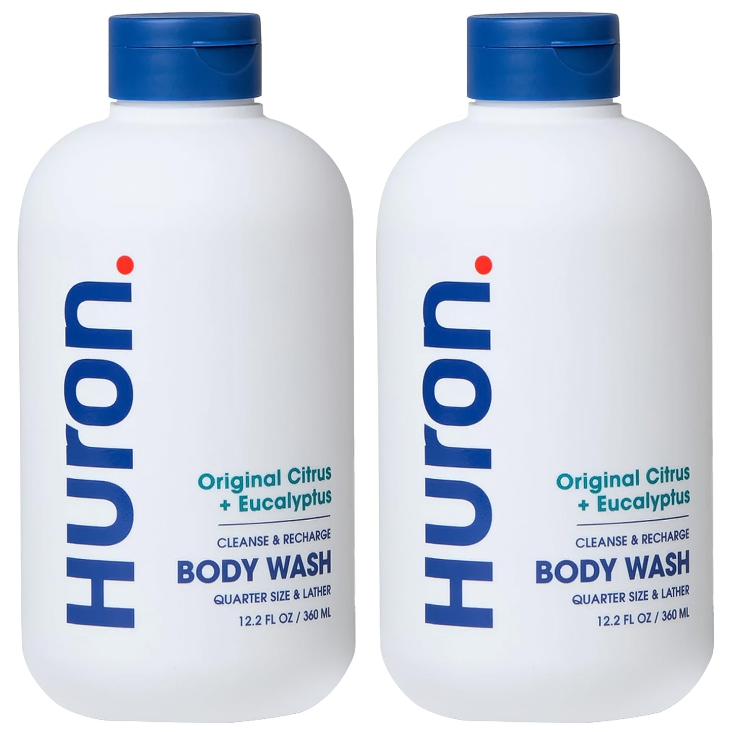 Huron Men’s Moisturizing Body Wash – Crisp & Invigorating Scent of Citrus, Eucalyptus, Mint, & Aromatic Greens - Made With Coconut Oil, Vitamin E & Witch Hazel – Vegan, Cruelty-Free - 12.2 fl oz
