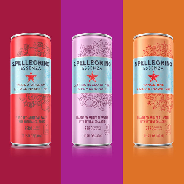 S.Pellegrino Essenza Variety Pack - Blood Orange, Dark Morello Cherry, Wild Strawberry,11.15 Fl. Oz (Pack of 24)