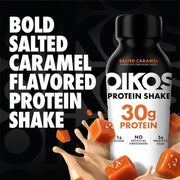 Oikos Protein Shake, Salted Caramel, 30g High Protein Drinks, Shelf Stable, Ready to Drink, 5g Prebiotic Fiber, 12 fl oz Bottle, 12 Count