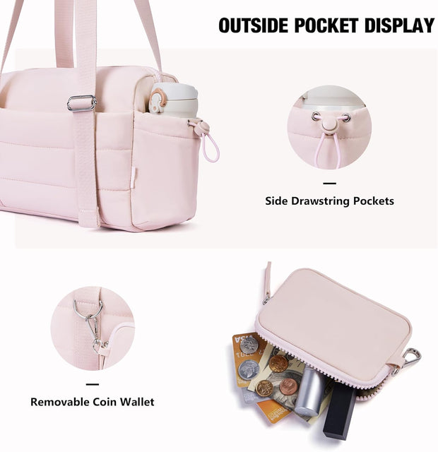 Small Gym Bag for Women 2 Set Mini Gym Duffle Bag with Wet Compartment and Coin Wallet, Gym Tote Bag for Workout/Sport/Travel