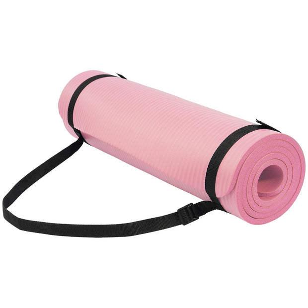 Yoga Mat, 1/2-Inch Extra Thick High Density Exercise Mat, Anti-Tear Exercise Yoga Mat with Carrying Strap, Suitable for Various Yoga Exercises