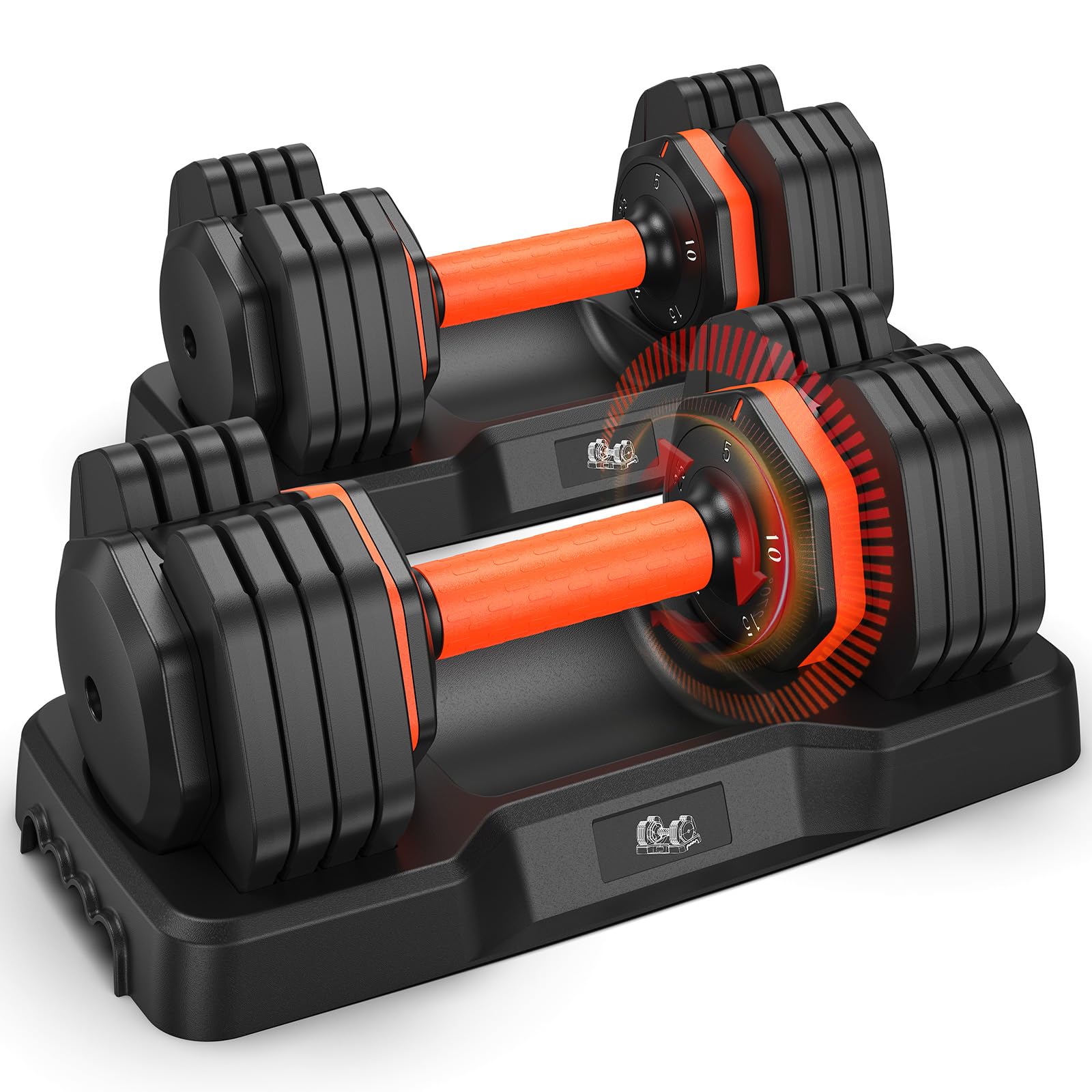 2025 Updated Adjustable Dumbbell Set of 2, 110lbs/50lbs Weights Dumbbell Set with Storage Box, 25lbs/55lbs Adjustable Weights with Anti-slip Silicone Grip, Weight Set For Home Gym Suit both Men and Women