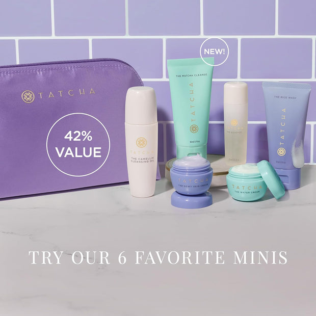 Tatcha Mini Favorites Set, Travel size Cleansers, Essence, and Moisturizers ($120 Value)