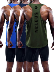 NELEUS Men's 3 Pack Dry Fit Y-Back Muscle Tank Top