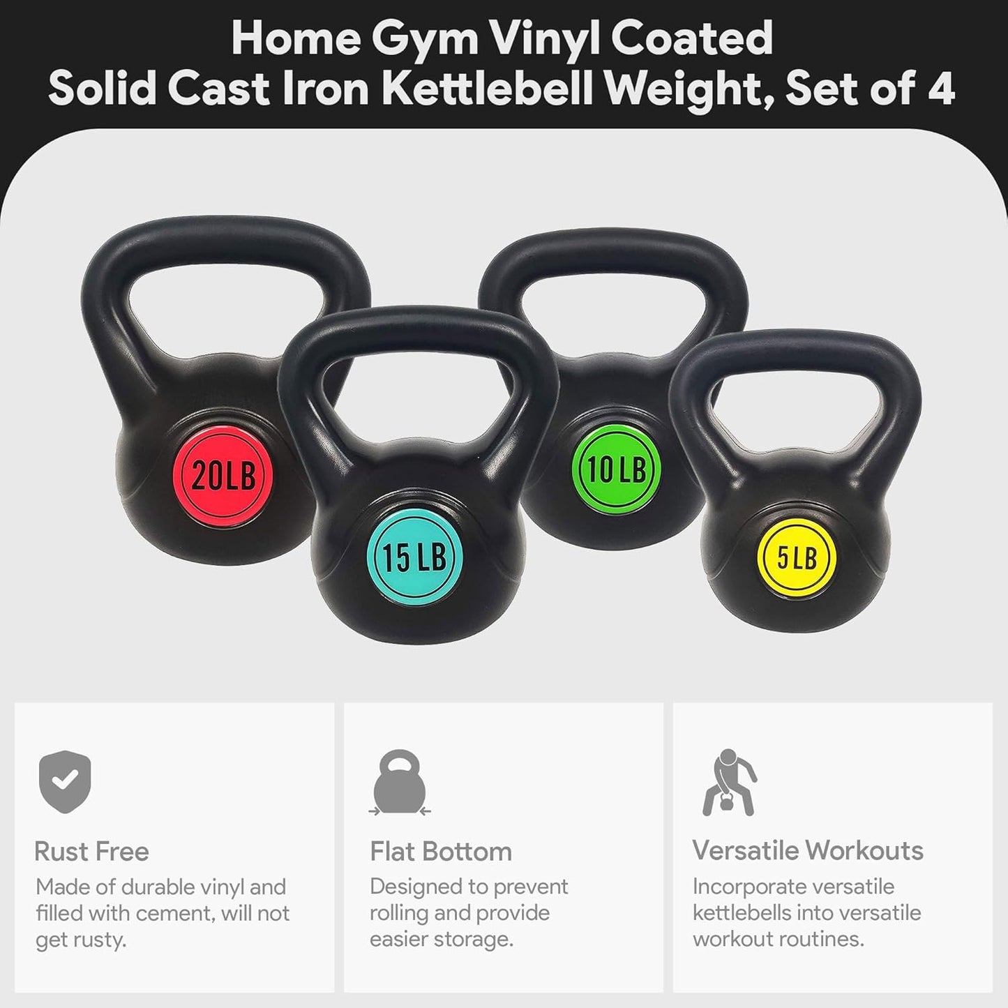 BalanceFrom Wide Grip Kettlebell Exercise Fitness Weight Set, Multiple Sizes