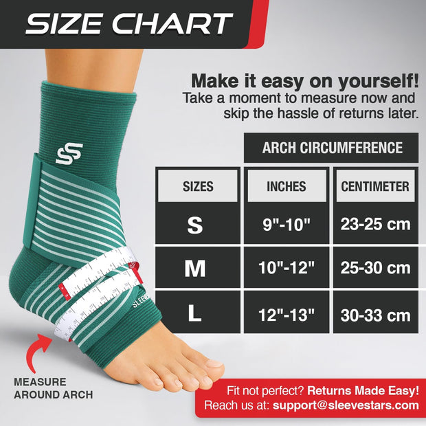 Sleeve Stars Ankle Brace for Women & Men, Ankle Wrap for Sprain, Compression Sleeve for Plantar Fasciitis Relief, Easy Customizable Support: w/ Removable Strap (Single/M:10"-12"/Black)