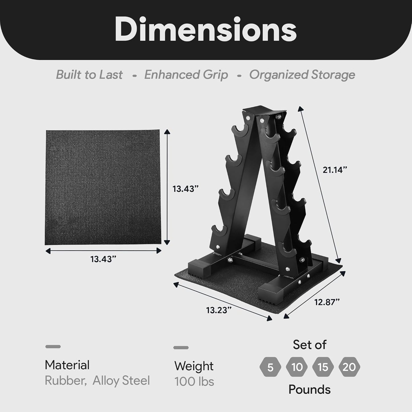 BalanceFrom Rubber Coated Hex Dumbbell Weight Set with Storage Rack, 100LB or 150LB or 200LB Set, 5-20 lbs or 5-25 lbs or 10-30 lbs Pairs