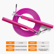 Speed Jump Rope - 360° Swivel Ball Bearing - Adjustable steel coated rope-Aluminum Anti Skipping Handle -Fitness Training Boxing Sports Exercises -Suitable for Kids and Adults