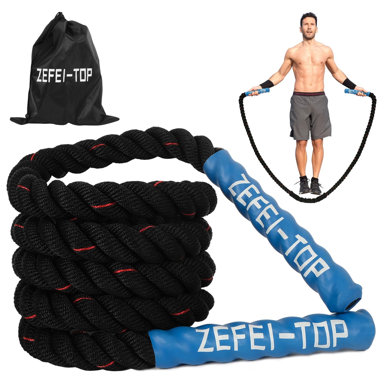 Jump Rope, 3.75 LB/2.65 LB Weighted Jump Rope for Fitness, Heavy Skipping Rope for Home Gym Workout, Weight Loss, Strength Training, Total Body Exercise Equipment